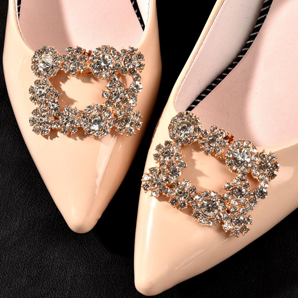 1 Pair Women Bride Accessories Brooch Shiny Clips Charm Buckle Wedding Shoes Decorations Pearl Shoes Clip