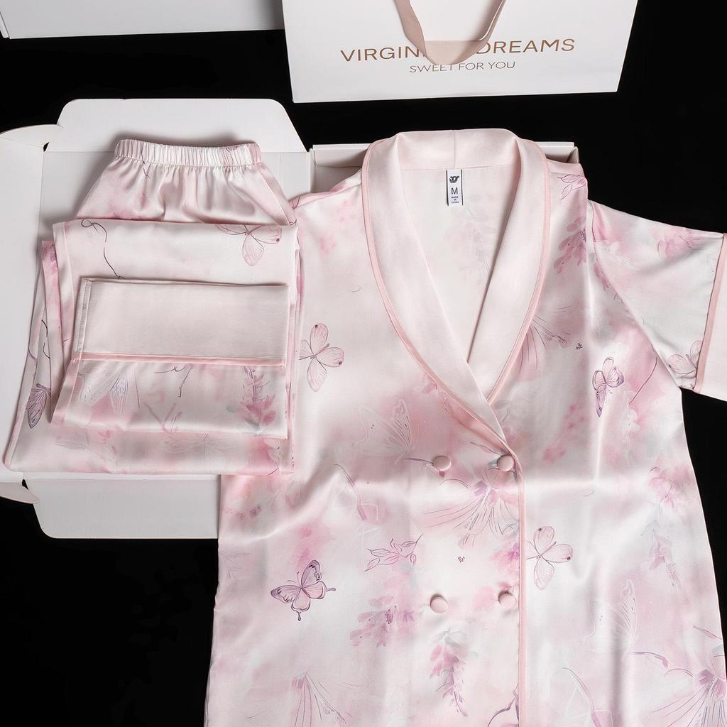 Ombre Schmetterling Fee Langarm Eisseide Pyjama Set für Damen