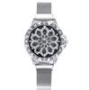 UTHAI BK21 Modische Damen Uhr hohles Blumen Zifferblatt drehender Diamant Quarz Uhren leichter Luxus Uhr Geschenk Uhren für Frau