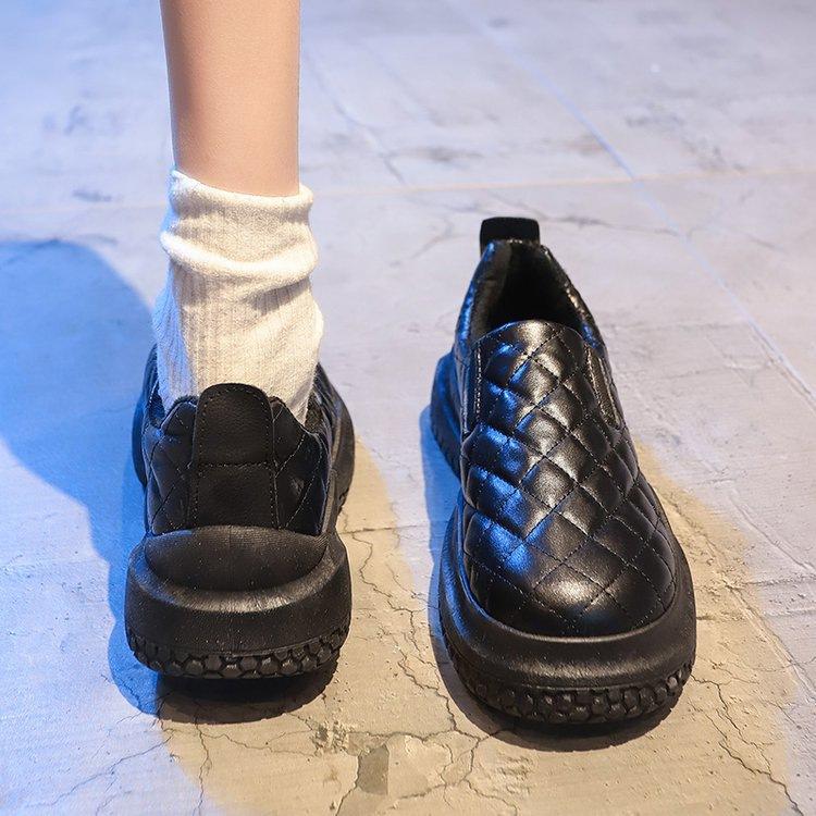 Fleece Snow Boots Women's Thickened Autumn and Winter New Cotton Shoes Waterproof, Non-slip and Warm, One-pedal Bread Shoes