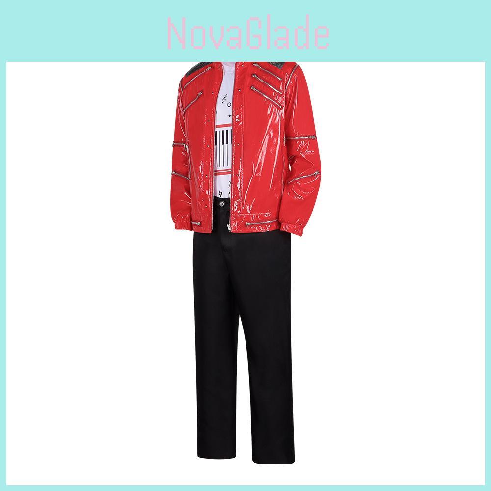 Michael Jackson Bühnenkostüm Set Mit Rotes Pu Leder Für Cosplay Und Auftritt