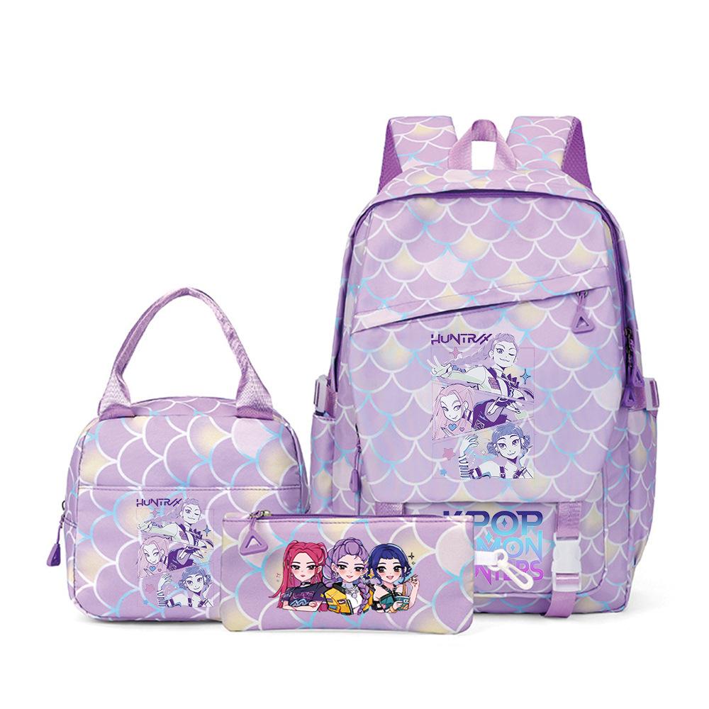 Kpop Demon Hunters, Elementary School Bag, Children'S Backpack, Lunch Bag, Pencil Bag, Three-Piece Set, Student Backpack