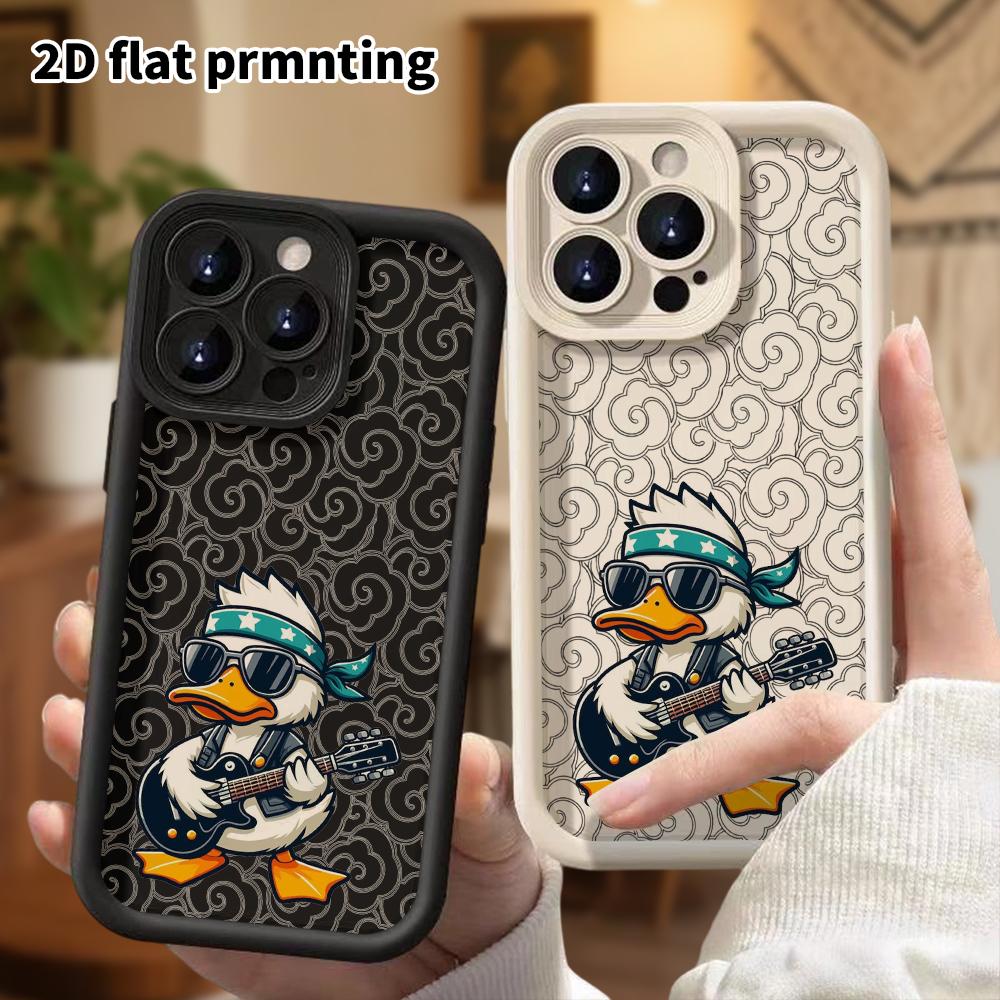 Phone Case: 2D Flat Design Suitable for iPhone 18 17 16 15 14 13 Pro Protective Case, Unisex, Rock White Duck, Christmas and Halloween Gift