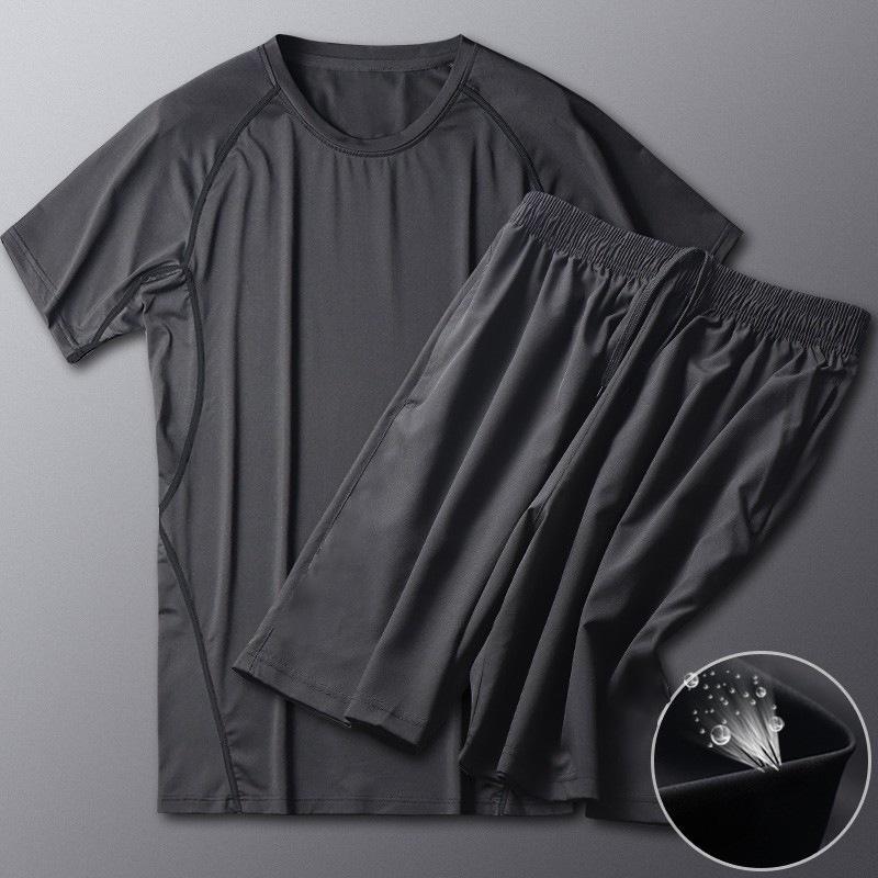 

Men s Summer Quick-Dry Ice Silk Sports Set: T-Shirt & Sun Protection Vest for Running, Swimming, Fitness S