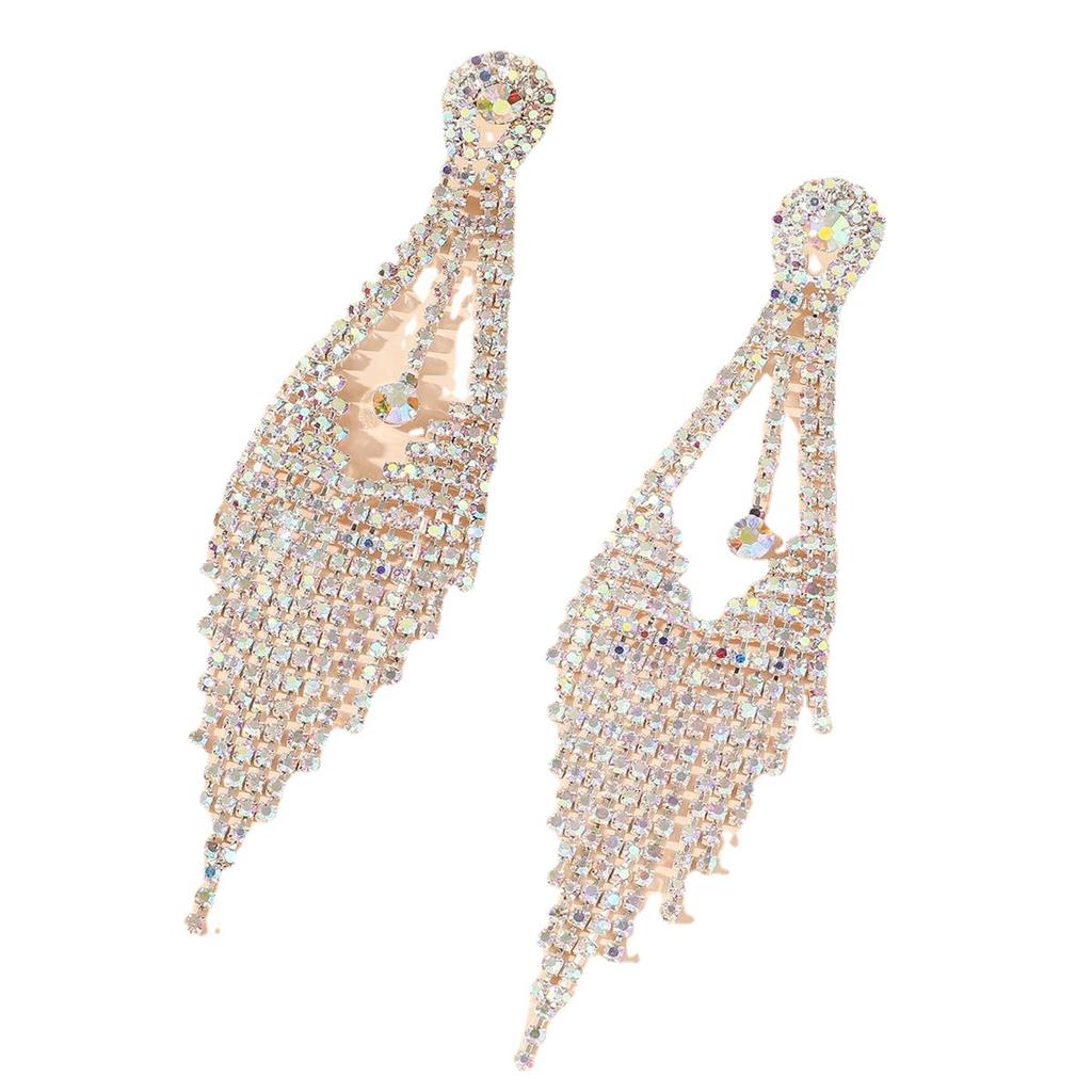 European and American fashion super flash long line earrings women, temperament luxury stud earrings, factory direct sales