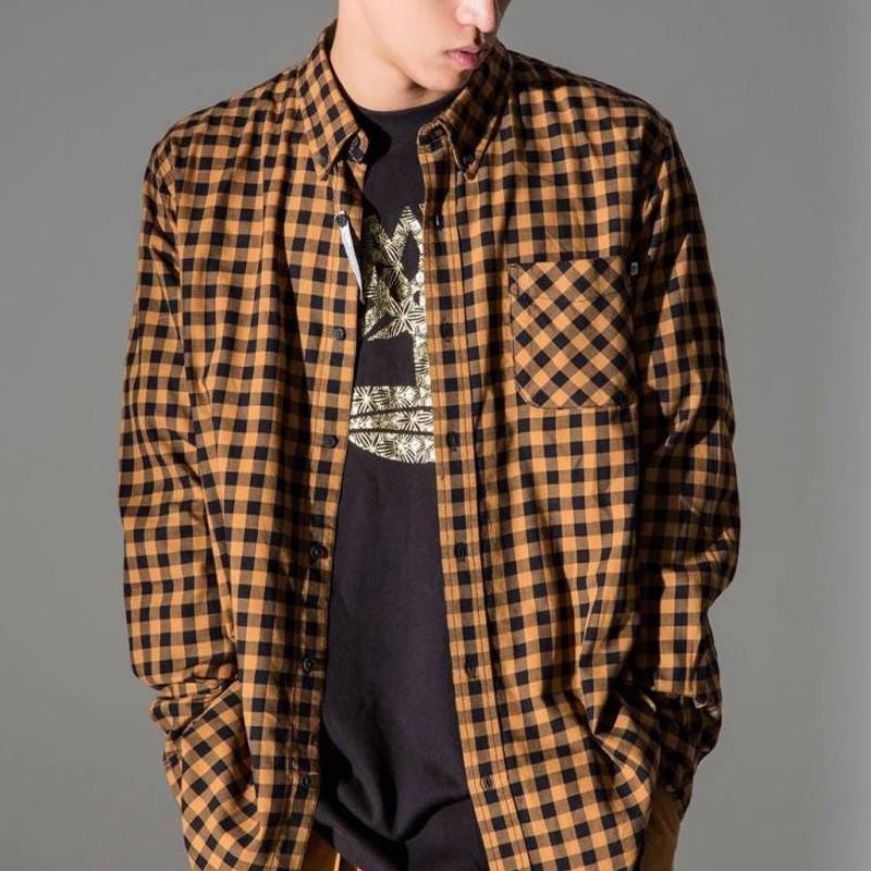 Timberland Outdoor Casual Breathable Plaid Slim Fit Long Sleeve Shirt Men Shirts Yellow A2EDX-B16