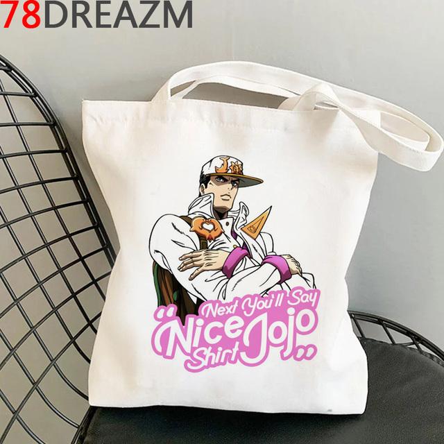 

Сумка-шоппер Jojo Bizarre Adventure, холщовая сумка для продуктов bolsas de tela, сумка для покупок из джутовой ткани, boodschappentas захват 24*26cm