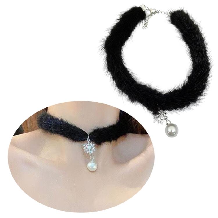 Snowflake Pearls Necklace Feather Accented Comfort Fit Fashion Clavicle Chain Collar Accessory for Women