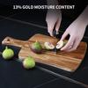 Acacia Wood Round Cutting Board with Dual Sided Reversible Stain Resistant Finish and Ergonomic Handle for Kitchen Use