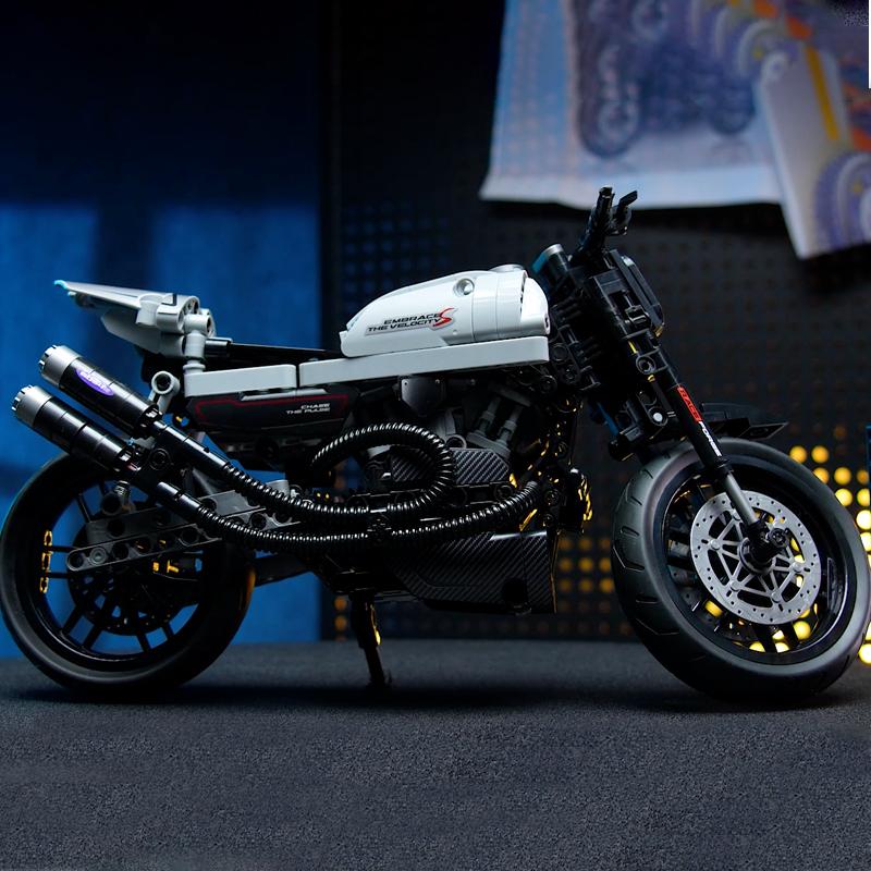 553pcs XR 1200 MOC Building Blocks Cruiser Motorcycle Model 1:8 Classic Road Retro Vehicle Set DIY Bricks Toys for Boy Kids Gift
