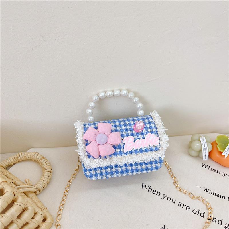 Kids Chain Shoulder Crossbody Bag With Flower And Artificial Pearl Design Handle