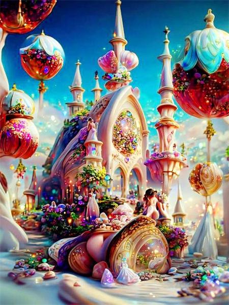 Diy Diamond Painting Castle Fantasy Scenery Embroidery Cross Stitch Night House Landscape Mosaic Home Decor