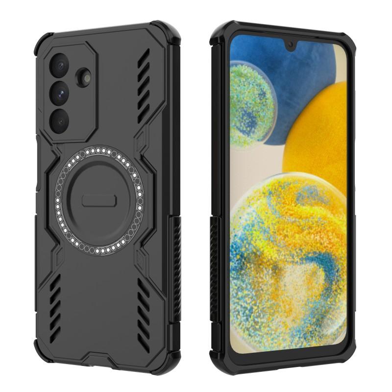Für Samsung Galaxy A26 5G Magnetische Hülle WANLONFENG DJ Serie PC TPU Handyhülle mit 2 Stück gehärtetem Glasfolie