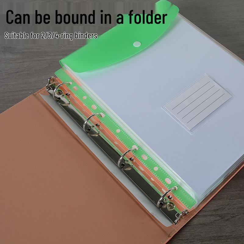 A4 11-Hole Vertical Loose-Leaf Document Bag with Colored Labels