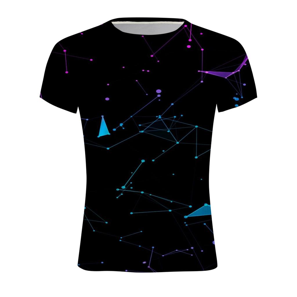 Summer Round Neck 3D Modern Art Patterns Print Top Fashionable Casual Short Sleeved Men's T-shirts