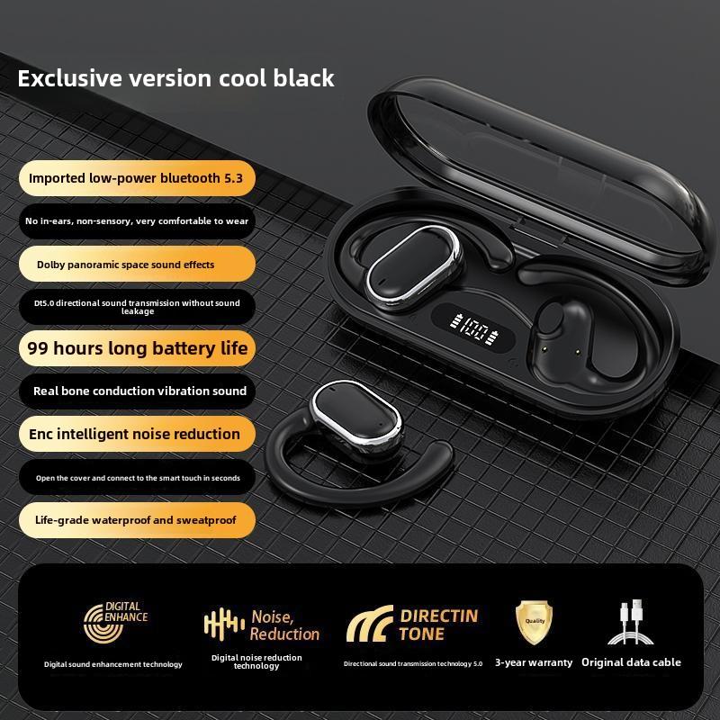 

Наушники Earless OWS Bluetooth, спортивные наушники с длительным сроком службы и шумоподавлением чёрный