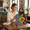  Bohemian Floral Printed Tote Bag Large Capacity Casual Daily Shoulder Handbag for Women