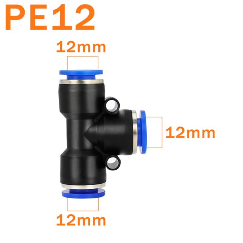 10PCS PE Air Connectors 4 6 8 10 12MM PEG Pneumatic Fitting Slip Lock Tee 3Way Plastic Pipe Water Hose Tube Quick Connector Fuel System Fittings7