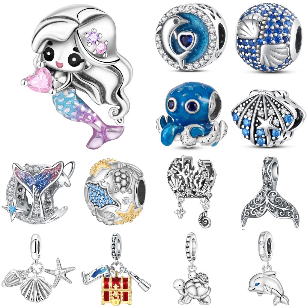 Orstarry 925 Silber Cartoonfigur Meerjungfrau Original Anhänger Armband Charms Passend Schmuck Party Perlen DIY Feine Geschenke