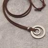1 Piece Vintage Double Ring Alloy Pendant Adjustable Necklace, Unisex, Retro Style Design, Durable, Suitable for Daily Wear
