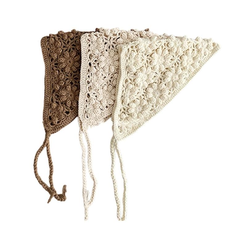 Verstellbares, gestricktes Baby-Kopftuch mit zartem Lochmuster, bequeme Kopfbedeckung, Haarschmuck für Babys und Kinder