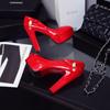 Q/Dámské jednoduché boty na vysokém podpatku Jaro/léto Nové Elegantní voděodolná platforma Silný podpatek Mělká ústa Nízké boty velké velikosti