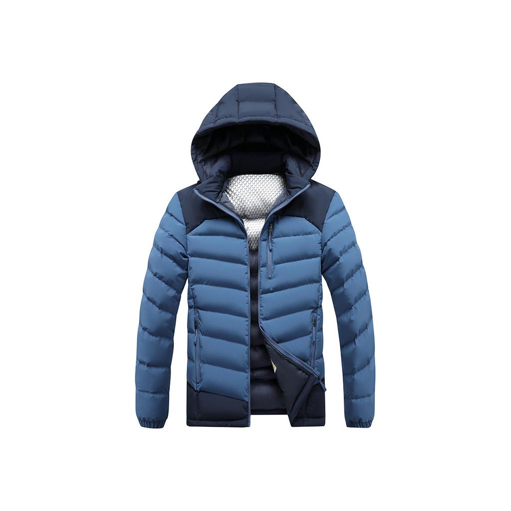 Lightweight Ribs and Cotton Jacket for Men's Winter Graphene Removable Cap Thickened Contrast Jacket for Men