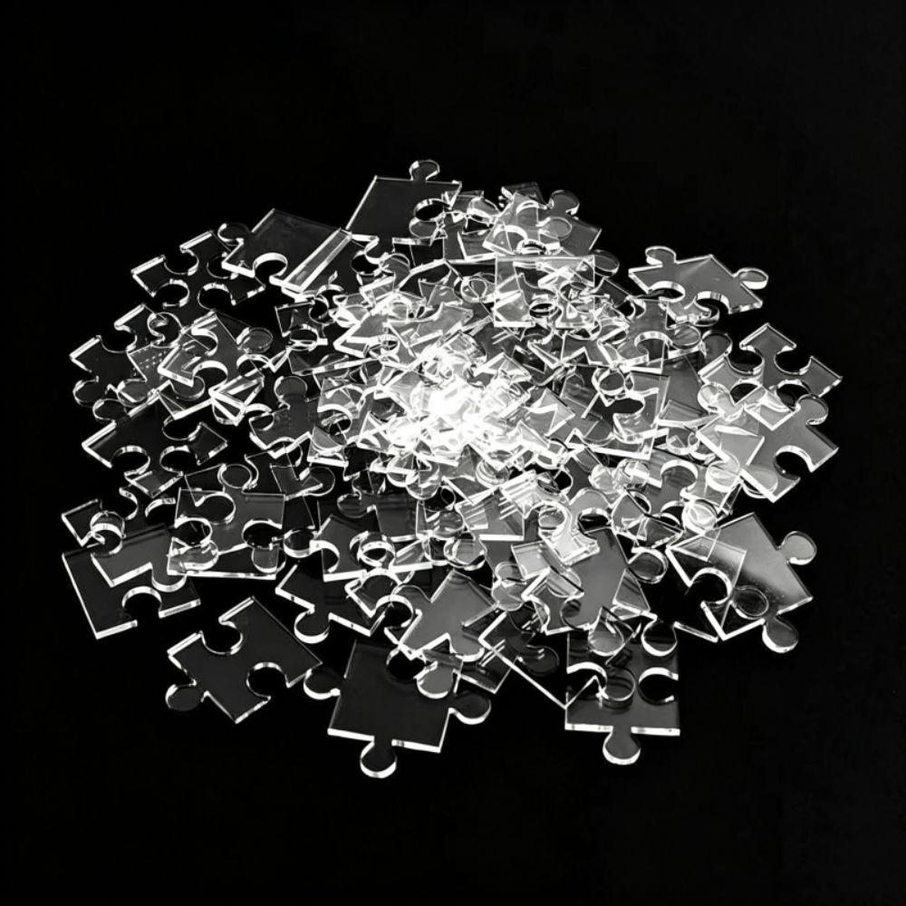 49/121/200/300Pcs Transparent Puzzle Brain Teaser Acrylic Puzzle Clear Blank Puzzle Adults Kids