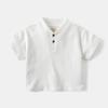 2026 Boys' Stand Collar Short Sleeve Polo Shirt - Versatile, Handsome Korean Style Solid Color T-shirt for Summer
