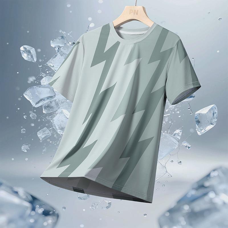 Quick-drying Ice Silk T-shirt Loose Gradient Printed Quick-drying Breathable T-shirt Round Neck Short Sleeves
