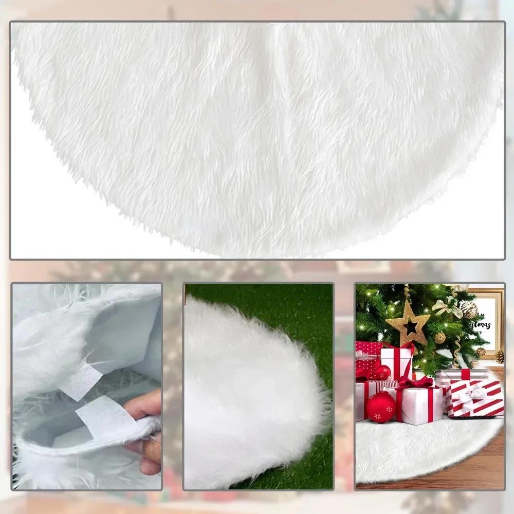 1.2m0.9m Christmas Tree Skirt White Ornaments Soft Faux Fur-like Plush Skirt for Holiday Merry Christmas Party Tree Decoration