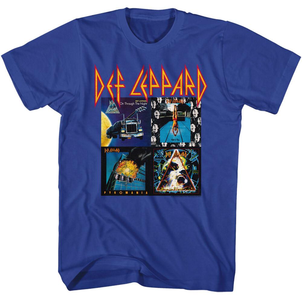 Def Leppard 4 Album Cover Collage Men T Shirt Rock Band Merch L