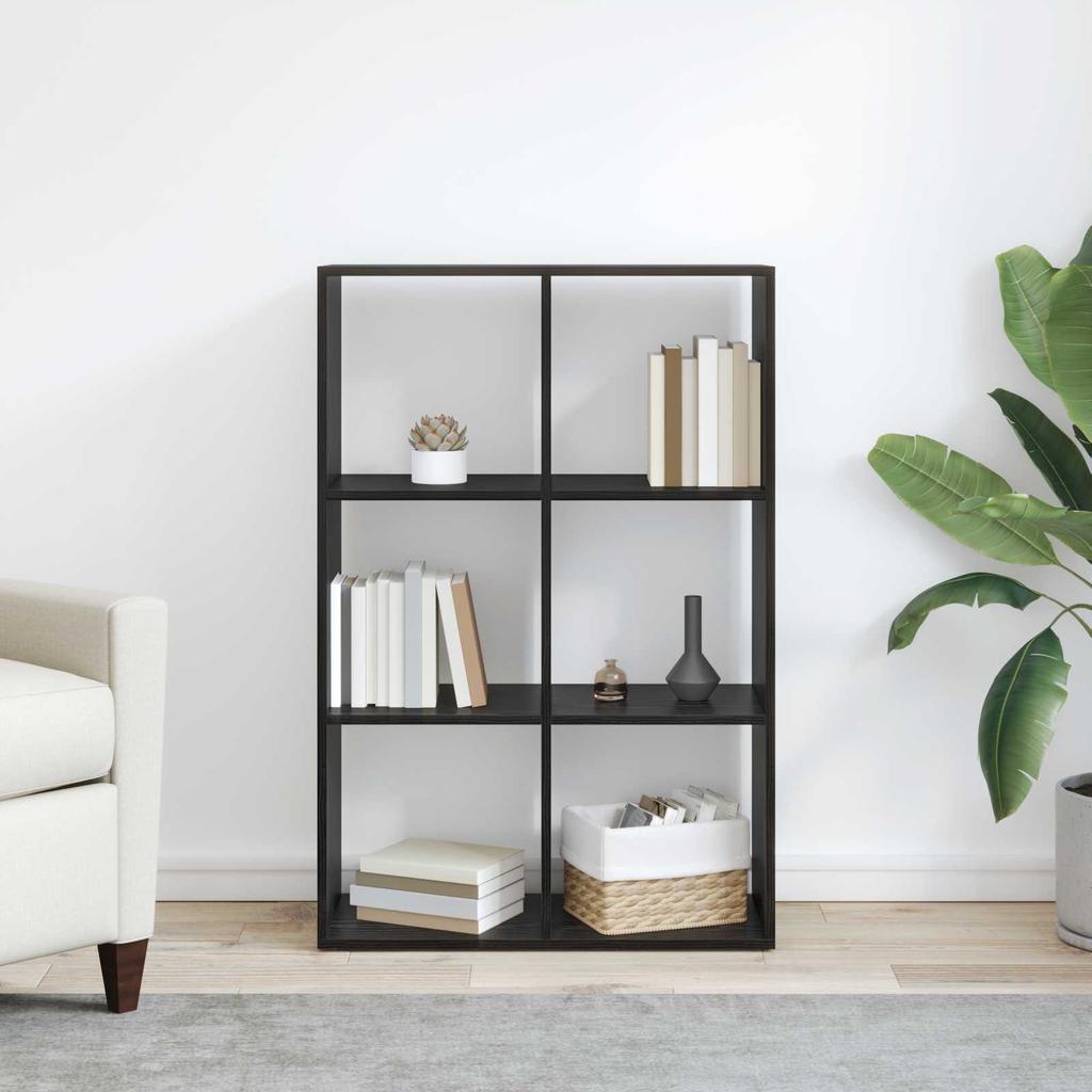 Bookshelf Black Oak Effect 69.5 x 29 x 103.5 cm