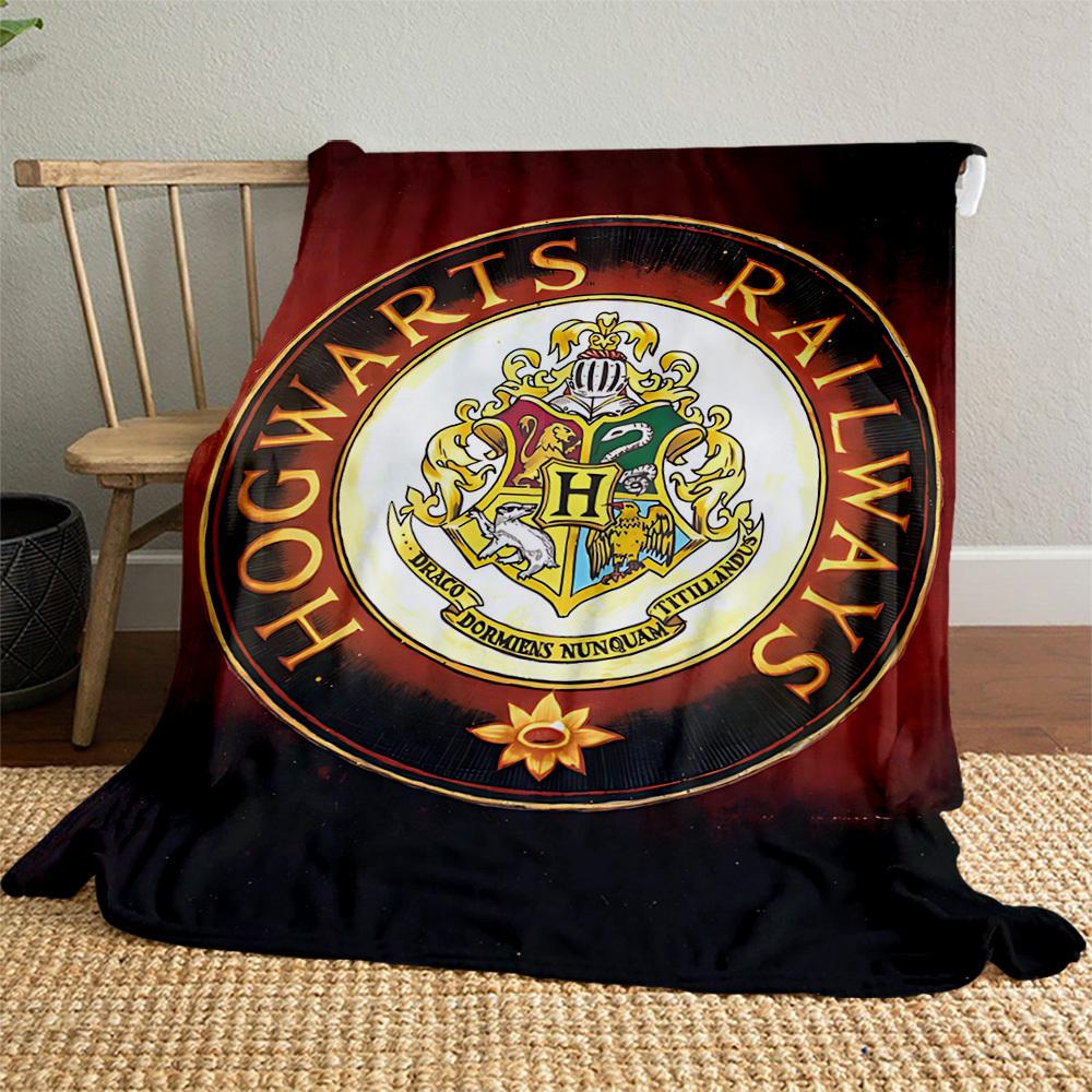 1pc Hogwarts Railways Coat of Arms Crest Outdoor Flannel Throw Blanket All Season Soft Warmth,Home Decor 1031253