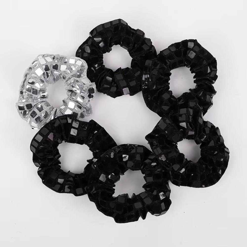 6pcs Super Shiny Rubber Bands Set Retro Disco Large Intestine Hair Tie Hair Accessories