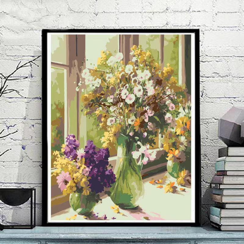 Van Gogh & Monet Famous Floral Paintings Cross-Stitch Kit for Modern Decor Medium Cotton Thread 65x50CM