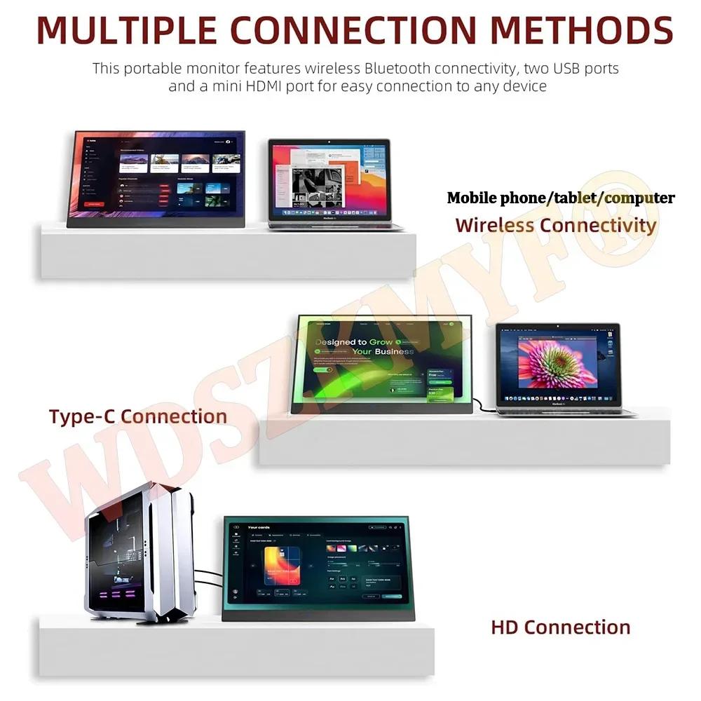 NEW 15.6” Wireless Portable FHD 1080P 16:9 IPS Panel Secondary Display Computer Monitor Type-C HDMI For Xbox Switch Laptop