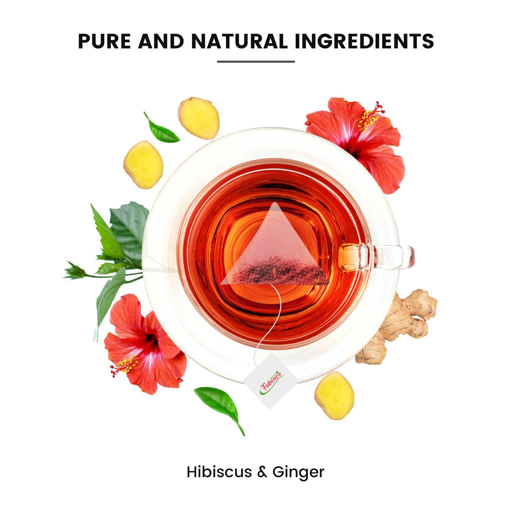 Fubenco Health Foods Hibiscus Zing Tea (20 Tea Bags) | Natural & Organic | 100% Caffeine-Free Herbal Tea - (Pack of 1)