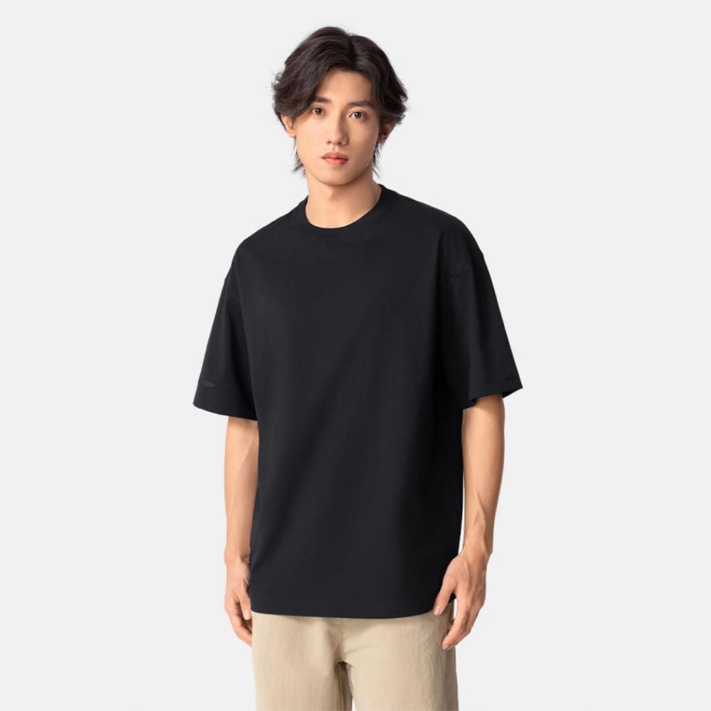 Li-Ning Round Neck Minimalist Versatile Black Basic Loose Sports Casual Short Sleeve T-Shirt Unisex Tops F-AVSV675-1