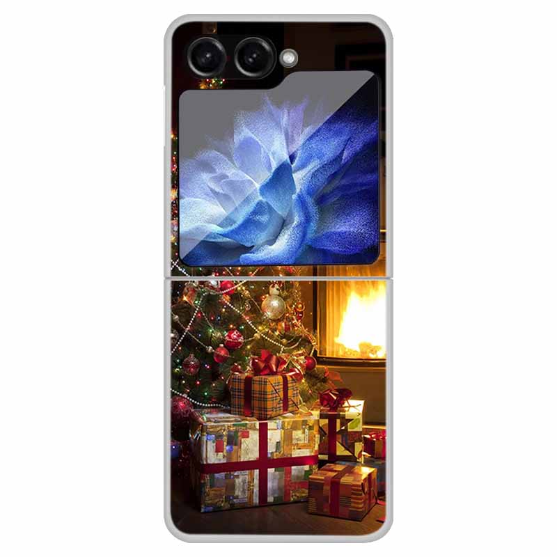 For Samsung Galaxy Z Flip 6 5 4 3 Case Christmas Cute Clear Hard Plastic PC Folding Back Cover For Samsung Z Flip6 Flip5 Flip4