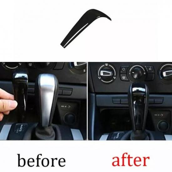 Central Console Gear Shift Knob Cover Trim Bright Black For BMW X1 E84 2010-2013
