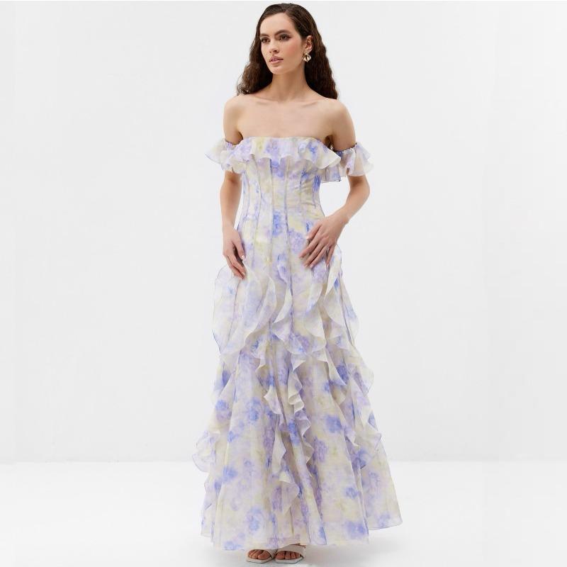 

Летний стиль морского отдыха юбка-сарафан на бретельках с оборками по краю пляжное платье атмосфера длинное платье элегантный сказочный стиль S белый