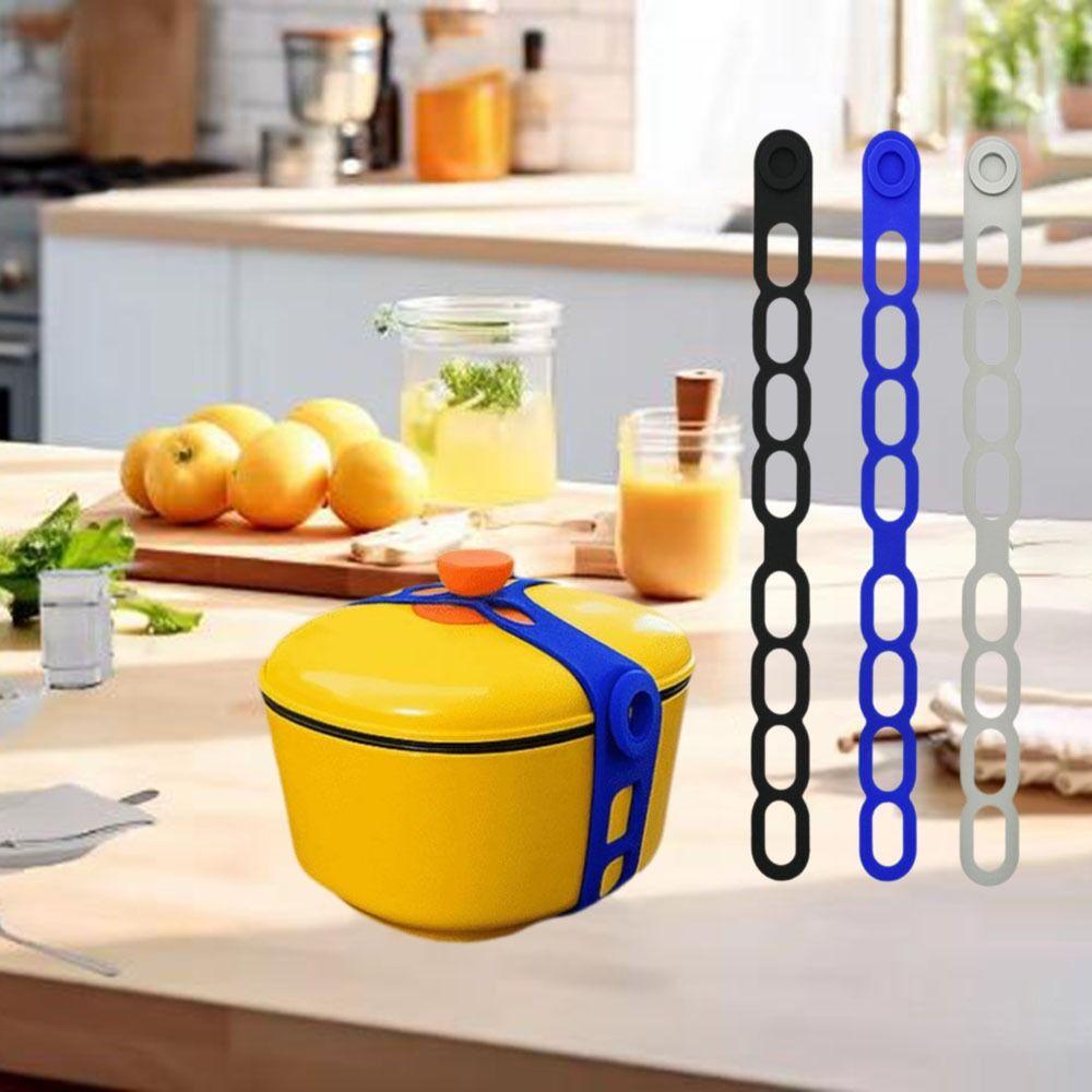 3Pcs Stretchable Silicone Lid Straps Leak-Proof Lunchbox Strap Universal Lid Fixing Band  Pans