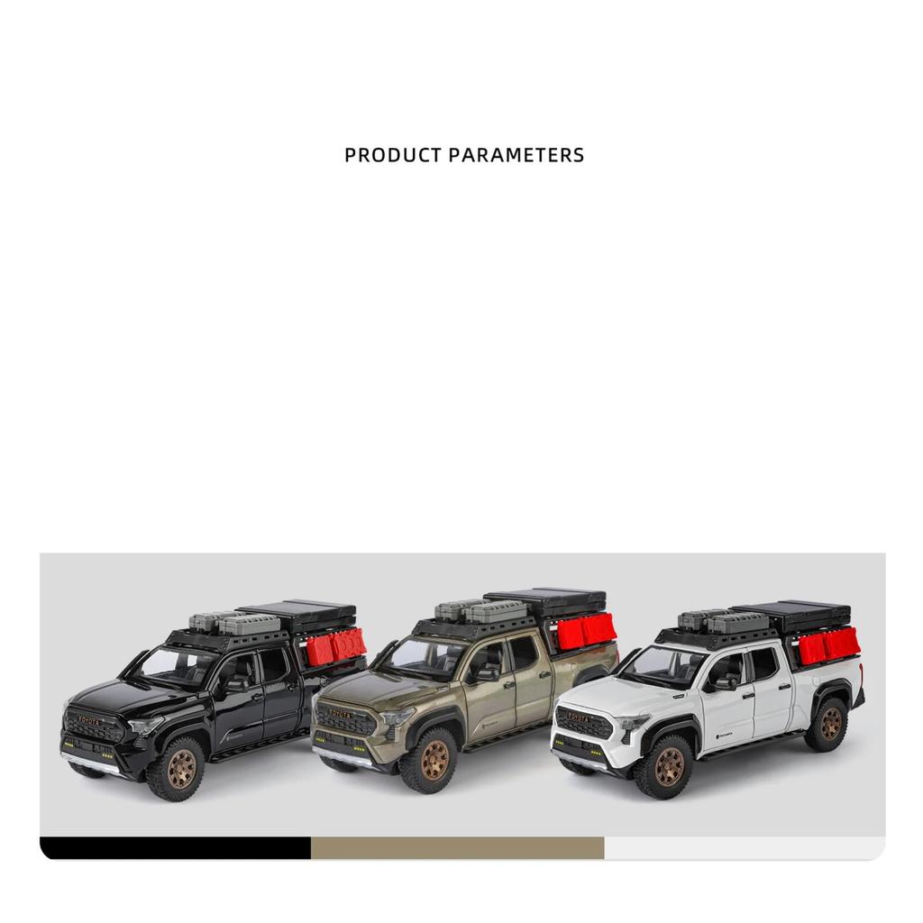 Reiseversion 1/24 TOYOTA Tacoma Legierung Pickup Automodell Diecast Metall Geländefahrzeuge Automodell Ton und Licht Kinderspielzeug Geschenk