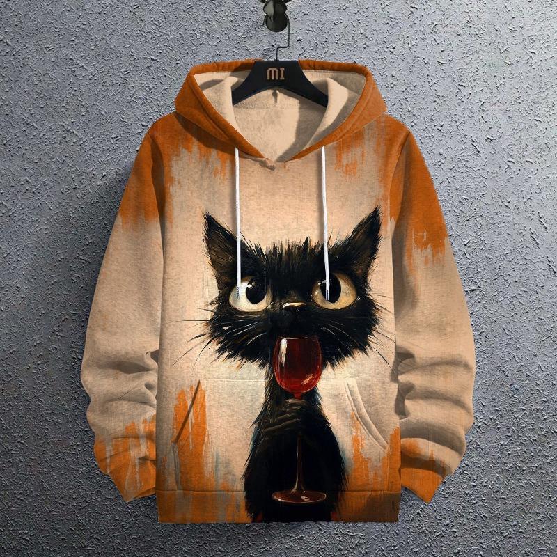 

Men s Sweatshirt Casual Long Sleeve Hooded Pullover Animal Print Top Autumn Fashion Oversized Vintage Men s Hoodie Streetwear M