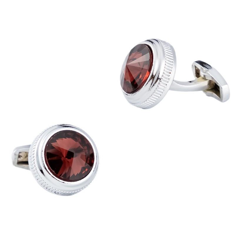 

Round Inlaid Red Rhinestone Alloy Zircon Cufflinks Men