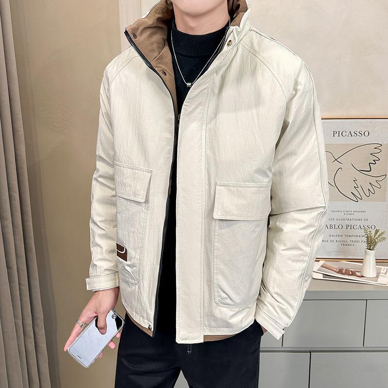 Down Jacket% White Duck Down Men's Winter New Anti-wrinkle Stand-up Collar Loose Men's Cold-resistant Jacket