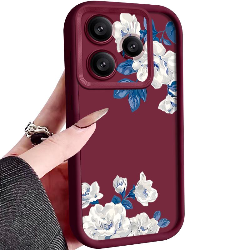 White Gardenia Floral Pattern Case For Xiaomi 14T 13T 11T Pro Funda Redmi Note 14 13 Pro 5G 4G 12 11 Shockproof Bumper Silicone Cover