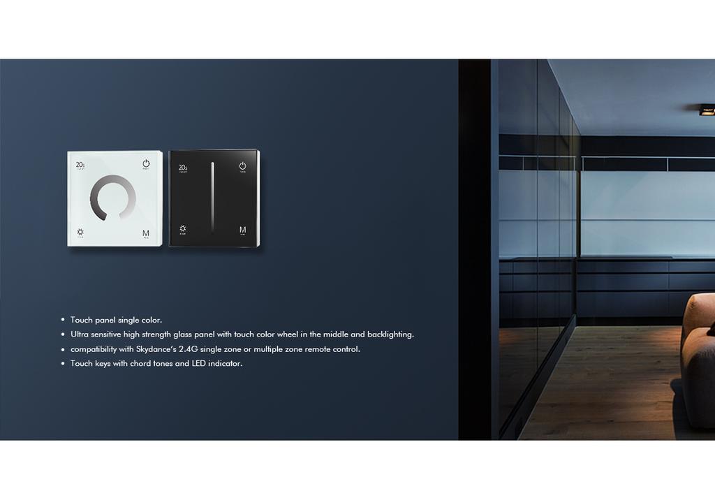 T1-1 RF 2.4G Wireless Smart Home Led Controller or Glass Touch Panel Dimmer Light Switch