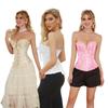 Lace Satin Waist Cincher Corset with Boning